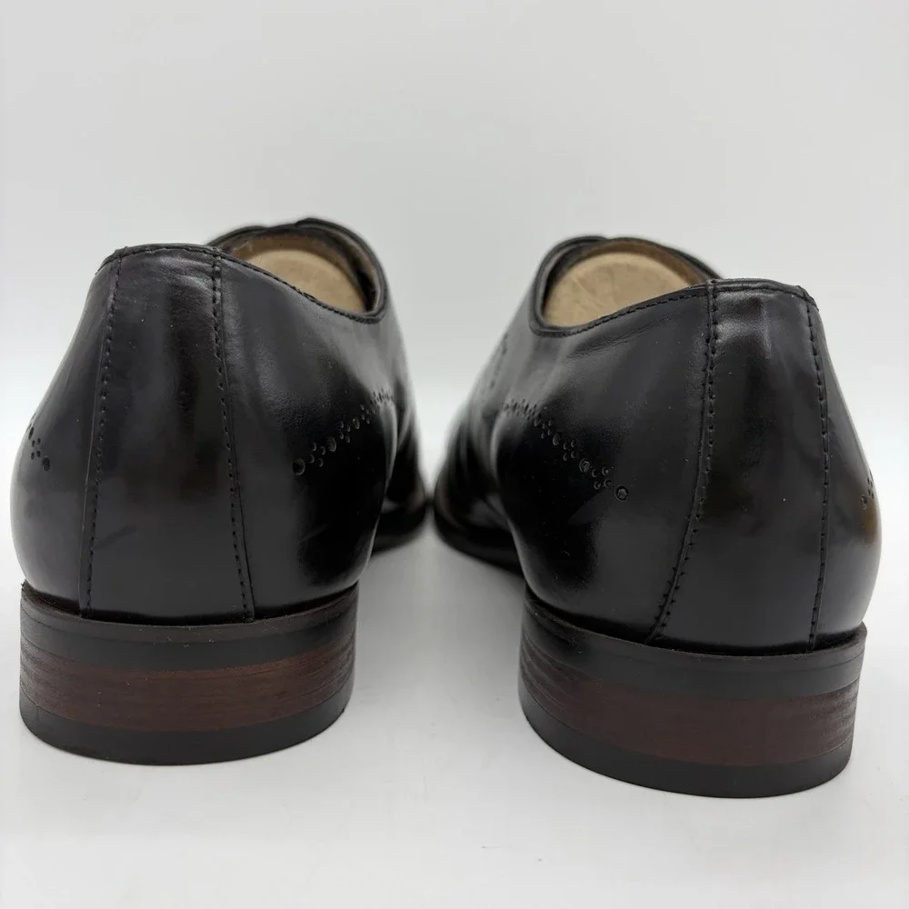 Vintage Foundry Co Mens 9.5 Oxford Wingtip Dress Shoes Black Leather Lace Up EUC
